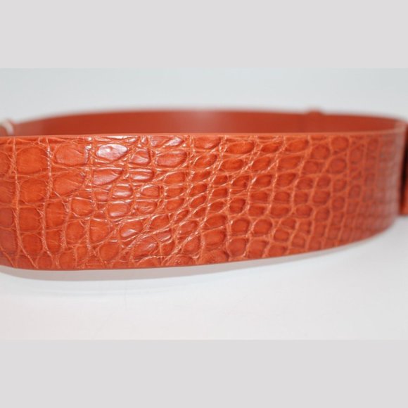 Salvatore Ferragamo Sunstone Orange Leather Belt Size 70 - Picture 5 of 7